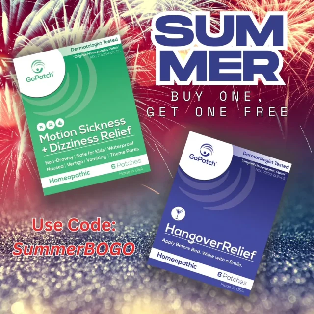 The festivities of the 4th will soon be upon us! We've got you covered with this CRAZY good BOGO!Whether you're taking a big road trip, getting out for some boating, or going to a fair... Motion Sickness + Dizziness Relief and Hangover Relief will have your back!We've NEVER ran a sale like this before.This sale ends June 30th - order by June 25th to ensure your patches arrive before the #4thofJuly#BOGO #motionsickness #Carsick #seasick #dizzy #hangover #party #4thofjulyparty #summertime #vacation #buyonegetonefree #Freebie #homeopathy #homeopathic #naturalrelief #naturalremedy